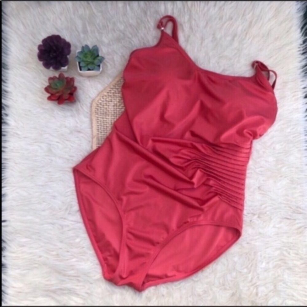 Calvin Klein Ruched Side One Piece Swimsuit - Picture 3 of 9